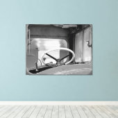 ヴィンテージ白黒バスステアリングホイール キャンバスプリント (インサイチュ (ウッドフロア))