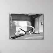 ヴィンテージ白黒バスステアリングホイール キャンバスプリント (正面)