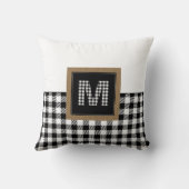 ヴィンテージ白黒バッファロープレイドモノグラム クッション (裏面)