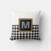 ヴィンテージ白黒バッファロープレイドモノグラム クッション (正面)