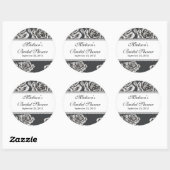 ヴィンテージ白黒バラブライダルシャワーシール ラウンドシール (シート)