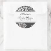 ヴィンテージ白黒バラブライダルシャワーシール ラウンドシール (バッグ)