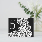 ヴィンテージ白黒バラ表番号はがき ポストカード (スタンド正面)