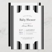 ヴィンテージ白黒バーティカルリージェンシーストライプ 招待状 (正面/裏面)