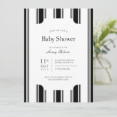 ヴィンテージ白黒バーティカルリージェンシーストライプ 招待状 (スタンド正面)