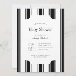 ヴィンテージ白黒バーティカルリージェンシーストライプ 招待状