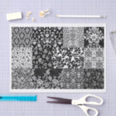 ヴィンテージ白黒パターンコラージュ 薄葉紙 (クラフト)