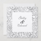 ヴィンテージ白黒パターン結婚式招待状 招待状 (正面)