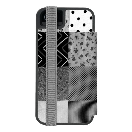 ヴィンテージ白黒パッチワーク広場 INCIPIO iPhoneウォレットケース (フォリオ裏面)