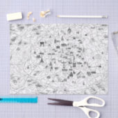 ヴィンテージ白黒パリフランス地図デコページ 薄葉紙 (クラフト)