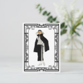 ヴィンテージ白黒フラッパーファッションアート ポストカード (スタンド正面)