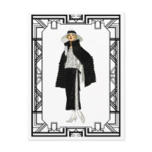 ヴィンテージ白黒フラッパーファッションアート