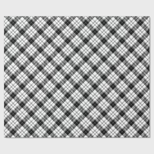 ヴィンテージ白黒フランネル格子模様 ラッピングペーパー (フラット)