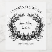 ヴィンテージ白黒フローラスワインラベル ワインラベル (シングルラベル)