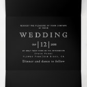 ヴィンテージ白黒フローラフレーム、イニシャル結婚ズ 三つ折り招待状 (内部中)