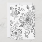ヴィンテージ白黒フローララインアート50誕生日 招待状 (裏面)