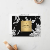 ヴィンテージ白黒フローラルパターンノテカード ノートカード (正面/裏面インサイチュ)