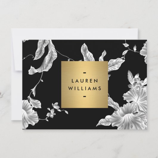 ヴィンテージ白黒フローラルパターンノテカード ノートカード (正面)