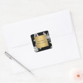 ヴィンテージ白黒フローラルパターン スクエアシール (封筒)