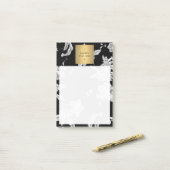 ヴィンテージ白黒フローラルパターン ポストイット (デスク上)