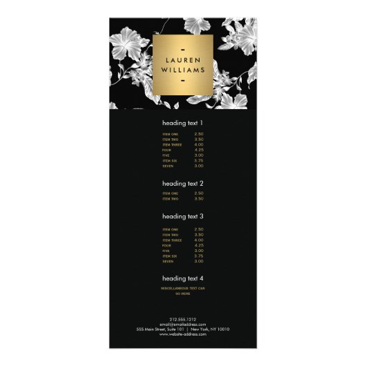 ヴィンテージ白黒フローラルパターン ラックカード (正面)