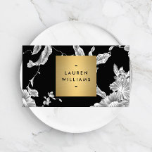 ヴィンテージ白黒フローラルパターン