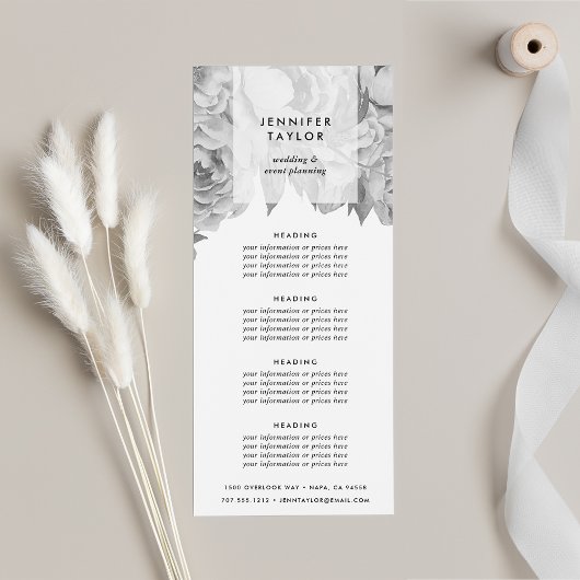 ヴィンテージ白黒フローラ価格またはサービス ラックカード