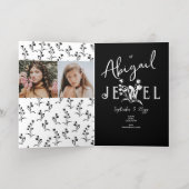 ヴィンテージ白黒フローラ写真バルミツワー 箔グリーティングカード (内側レイダウン)