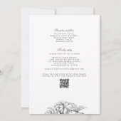 ヴィンテージ白黒フローラ植物結婚式RSVP 招待状 (裏面)