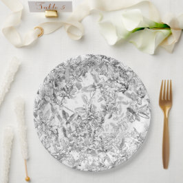 ヴィンテージ白黒フローラ紙プレート ペーパープレート