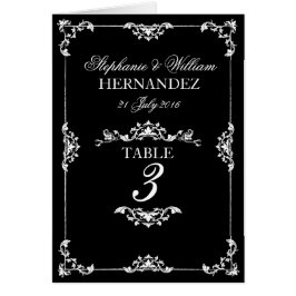 ヴィンテージ白黒フローラ結婚のテーブル番号
