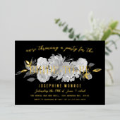 ヴィンテージ白黒フローラ金ゴールド 箔招待状 (立ち正面)