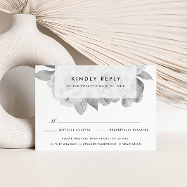 ヴィンテージ白黒フローラ食事RSVP 出欠カード