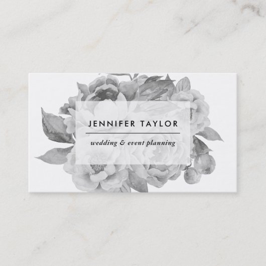 ヴィンテージ白黒フローラ 名刺 (正面)