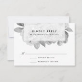 ヴィンテージ白黒フローラRSVPカード 出欠カード (正面)