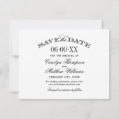 ヴィンテージ白黒フローリッシュ結婚ズ セーブザデート (裏面)