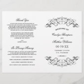 ヴィンテージ白黒フローリッシュ結婚式 プログラム (正面)