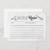 ヴィンテージ白黒ブライダルシャワーレシピカード ポストカード (正面/裏面)