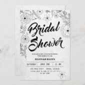 ヴィンテージ白黒ブライダルシャワー招待 招待状 (正面/裏面)