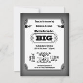 ヴィンテージ白黒プレイビルパーティの招待状 招待状 (正面)