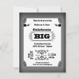 ヴィンテージ白黒プレイビルパーティの招待状 招待状