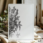 ヴィンテージ白黒ボタニカルフローラ結婚ズ 招待状