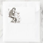 ヴィンテージ白黒マーメイドスケッチ 長方形シール (バッグ)