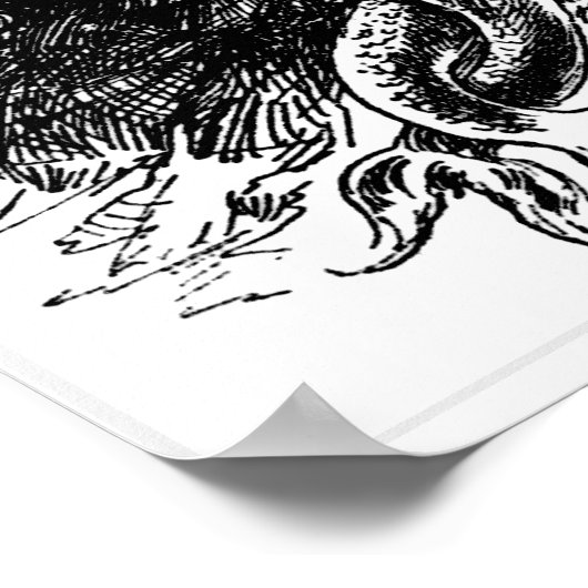 ヴィンテージ白黒マーメイドポスター ポスター (角)