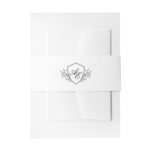 ヴィンテージ白黒モノグラムクレスト 招待状ベリーバンド (正面例)