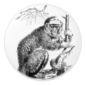 ヴィンテージ白黒モンキーホームデコーノブ セラミックノブ (正面)