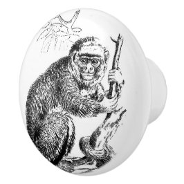 ヴィンテージ白黒モンキーホームデコーノブ セラミックノブ