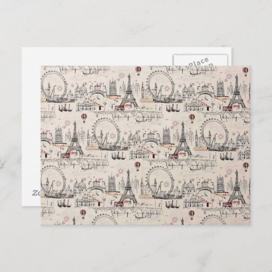 ヴィンテージ白黒ヨーロッパの画像 ポストカード (正面/裏面)