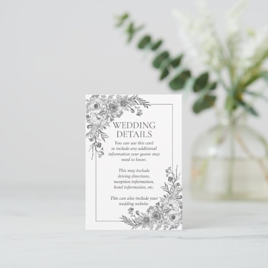 ヴィンテージ白黒ラインア結婚ート詳細 エンクロージャーカード (スタンド正面)