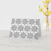 ヴィンテージ白黒リニアパターン折り畳みカード カード (黄色い花)